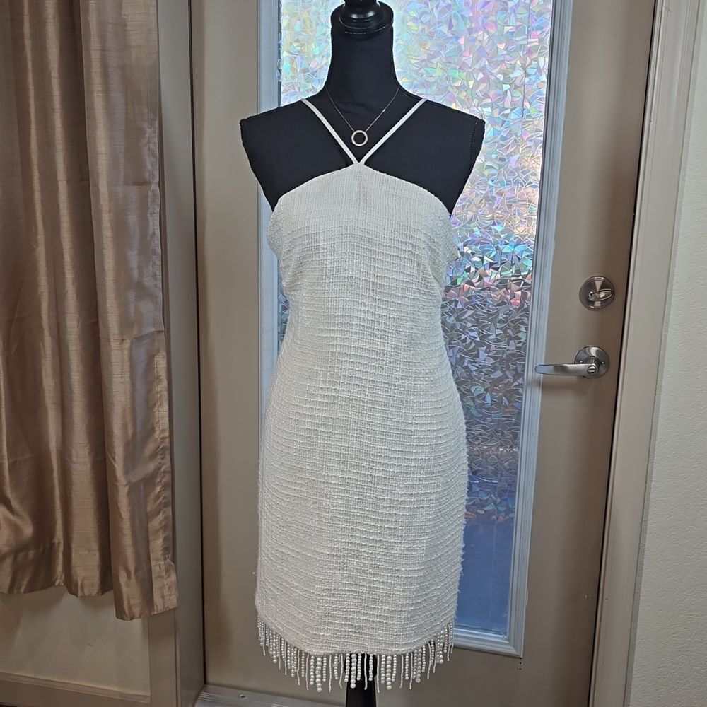 Jason Wu Textured Halter Pearl Strand Mini Dress - Picture 3 of 16